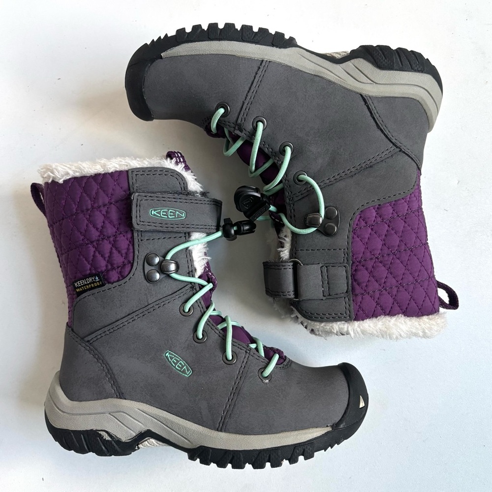 Keen Kids Gray and Purple Snow Boots